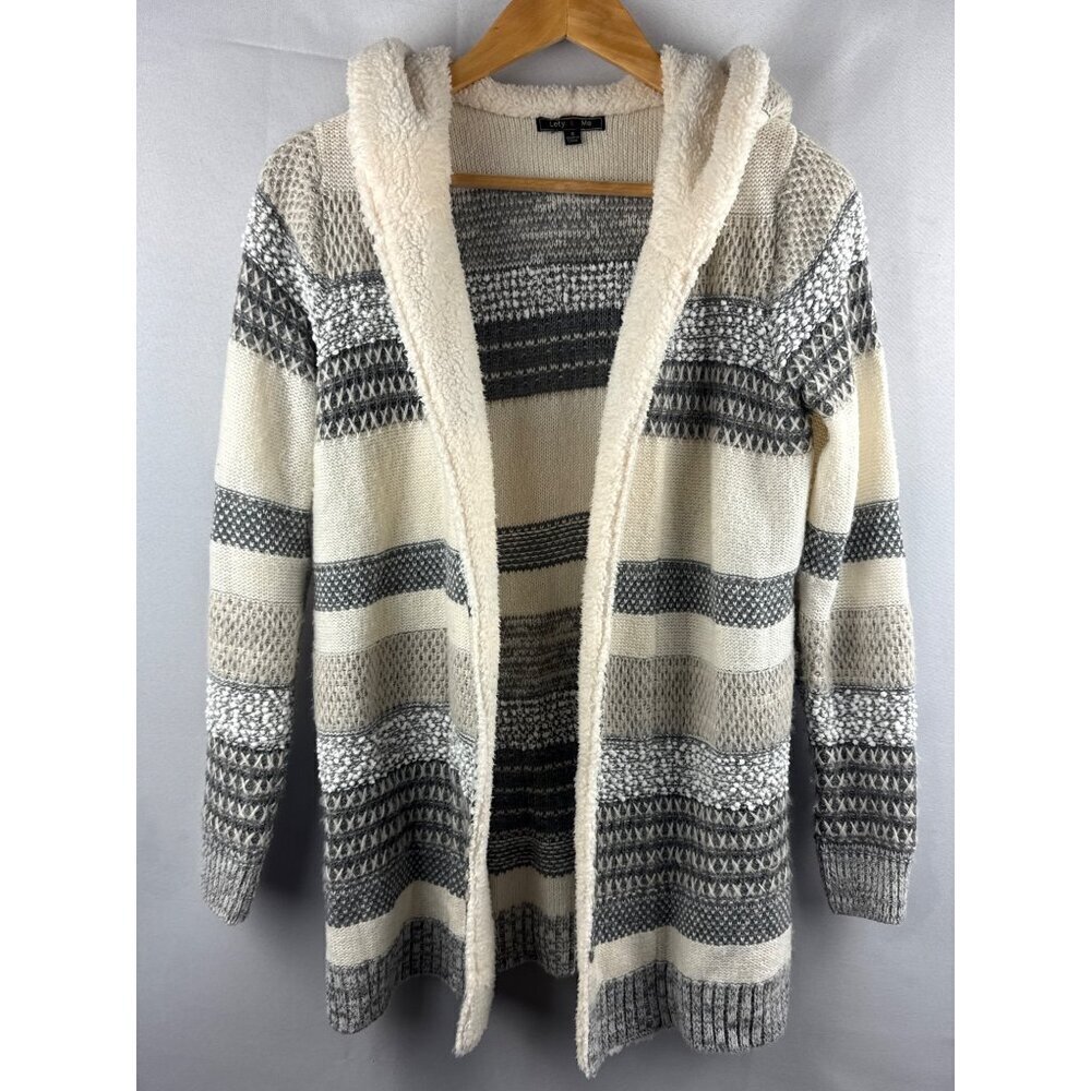 Lety & Me Womens Hooded Cardigan Sweater Size S